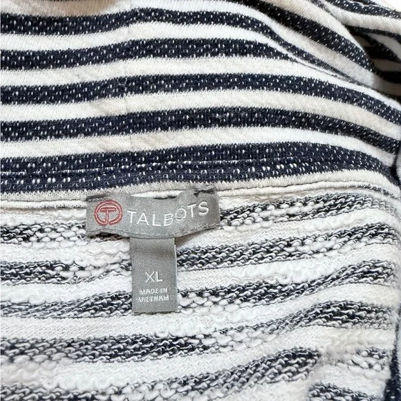 💙TALBOTS STRIPED COWL NECK Striped Navy and White Pullover - Picture 10 of 11